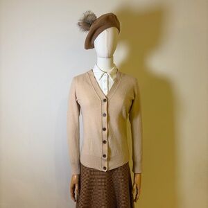 J.Crew Wool & Cashmere Blend V-Neck Cardigan Beige Small